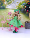 Sweet Cherries - dress, hat, tights & shoes for Little Darling Doll or other 33cm BJD