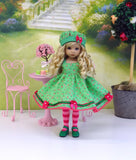 Sweet Cherries - dress, hat, tights & shoes for Little Darling Doll or other 33cm BJD