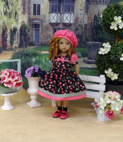 Sweet Cherry - dress, hat, socks & shoes for Little Darling Doll or 33cm BJD
