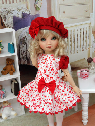 Sweet Love - dress, beret, tights & shoes for Little Darling Doll