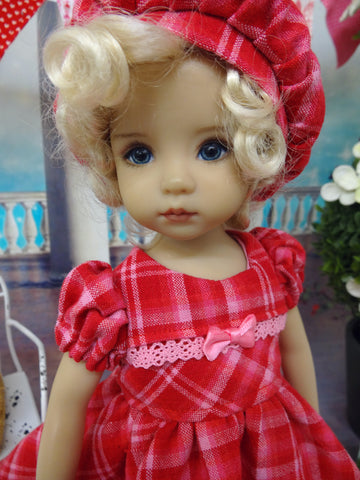 Sweetheart Plaid - dress, hat, tights & shoes for Little Darling Doll or 33cm BJD