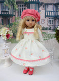 Tea Roses - dress, hat, tights & shoes for Little Darling Doll or 33cm BJD