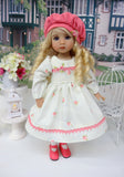 Tea Roses - dress, hat, tights & shoes for Little Darling Doll or 33cm BJD