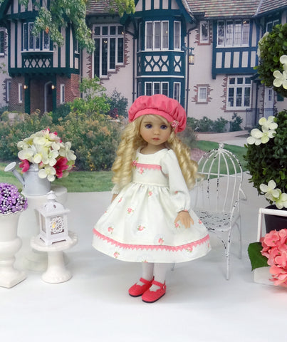 Tea Roses - dress, hat, tights & shoes for Little Darling Doll or 33cm BJD
