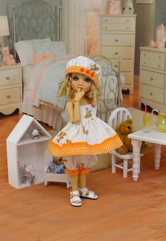 Terrific Tigger - babydoll top, bloomers, hat & sandals for Little Darling Doll