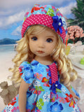 Tropic Hibiscus - dress, hat, tights & shoes for Little Darling Doll or other 33cm BJD