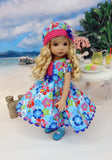 Tropic Hibiscus - dress, hat, tights & shoes for Little Darling Doll or other 33cm BJD