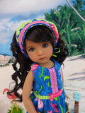 Tropical Flamingo - romper, kerchief & sandals for Little Darling Doll or other 33cm