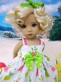 Tropical Pineapple - dress, tights & shoes for Little Darling Doll or 33cm BJD