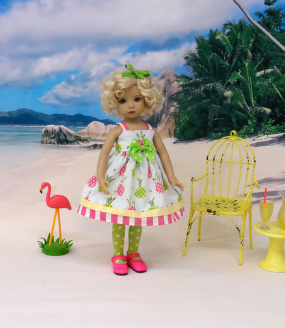 Tropical Pineapple - dress, tights & shoes for Little Darling Doll or 33cm BJD