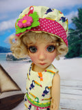 Tropical Toucan - romper, hat & sandals for Little Darling Doll or 33cm BJD
