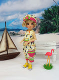 Tropical Toucan - romper, hat & sandals for Little Darling Doll or 33cm BJD