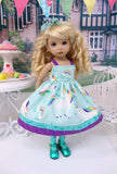 Unicorn Meadow - dress, tights & shoes for Little Darling Doll or 33cm BJD