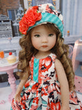 Vibrant Bouquet - dress, hat, socks & shoes for Little Darling Doll or 33cm BJD