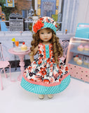 Vibrant Bouquet - dress, hat, socks & shoes for Little Darling Doll or 33cm BJD
