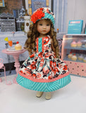 Vibrant Bouquet - dress, hat, socks & shoes for Little Darling Doll or 33cm BJD