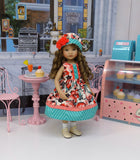 Vibrant Bouquet - dress, hat, socks & shoes for Little Darling Doll or 33cm BJD