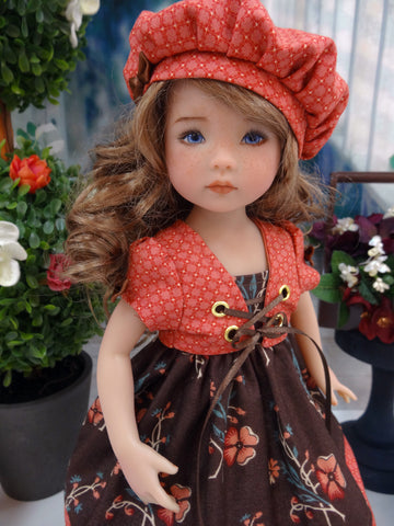 Vintage Floral - dress, jacket, hat, socks & shoes for Little Darling Doll or 33cm BJD