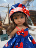 Whale of a Time - dress, hat, socks & saddle shoes for Little Darling Doll or other 33cm BJD