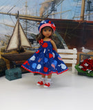 Whale of a Time - dress, hat, socks & saddle shoes for Little Darling Doll or other 33cm BJD