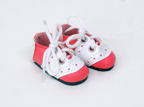 Saddle Shoes - White & Punch Pink