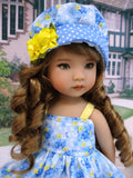 Wild Blue Yonder - dress, hat, socks & shoes for Little Darling Doll or 33cm BJD
