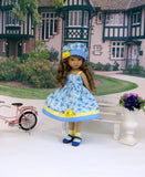 Wild Blue Yonder - dress, hat, socks & shoes for Little Darling Doll or 33cm BJD