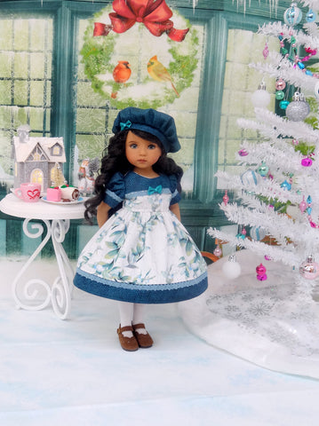 Winter Mistletoe - dress, hat, tights & shoes for Little Darling Doll or 33cm BJD
