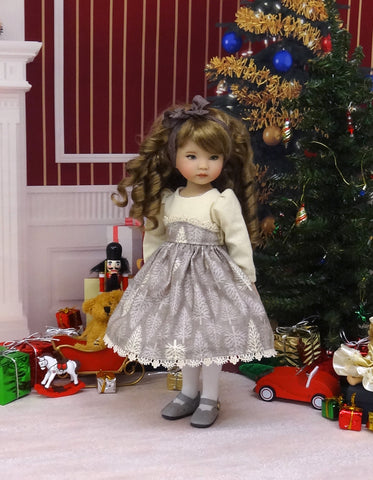 Winter Pines - dress, tights & shoes for Little Darling Doll or 33cm BJD