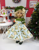 Winter Poinsettia - dress, hat, tights & shoes for Little Darling Doll or 33cm BJD