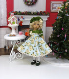 Winter Poinsettia - dress, hat, tights & shoes for Little Darling Doll or 33cm BJD