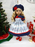 Winter Trees - dress, hat, socks & shoes for Little Darling Doll or 33cm BJD