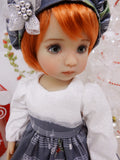 Yuletide Carols - dress, hat, tights & shoes for Little Darling Doll or 33cm BJD