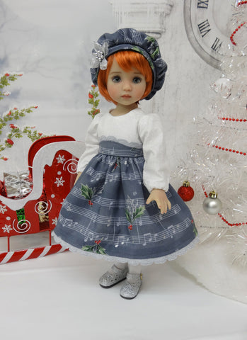 Yuletide Carols - dress, hat, tights & shoes for Little Darling Doll or 33cm BJD