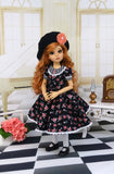 Paris Rose - Dress, beret, bloomers, tights & shoes for 18" Liz Frost BJD