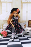 Paris Rose - Dress, beret, bloomers, tights & shoes for 18" Liz Frost BJD