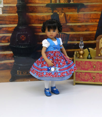 Alpen Haus - dirndl ensemble with tights & shoes for Little Darling Doll or 33cm BJD