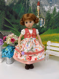 Alpen Rose - dirndl ensemble with tights & boots for Little Darling Doll or 33cm BJD