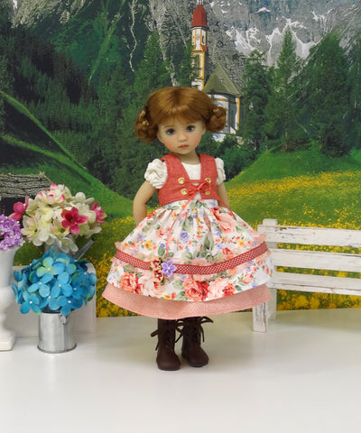 Alpen Rose - dirndl ensemble with tights & boots for Little Darling Doll or 33cm BJD
