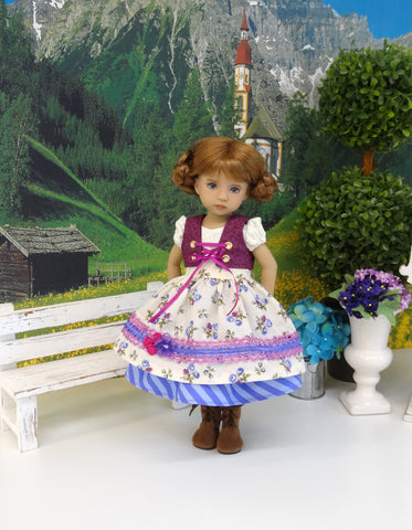 Alpen Village - dirndl ensemble with tights & boots for Little Darling Doll or 33cm BJD