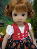 Alpine Autumn - dirndl ensemble with tights & boots for Little Darling Doll or 33cm BJD