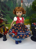 Alpine Autumn - dirndl ensemble with tights & boots for Little Darling Doll or 33cm BJD