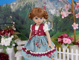 Alpine Beauty - dirndl ensemble with tights & shoes for Little Darling Doll or 33cm BJD