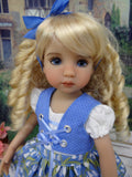 Alpine Bluebells - dirndl ensemble with tights & boots for Little Darling Doll or 33cm BJD