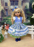 Alpine Bluebells - dirndl ensemble with tights & boots for Little Darling Doll or 33cm BJD