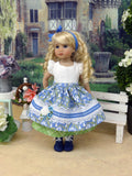 Alpine Bluebells - dirndl ensemble with tights & boots for Little Darling Doll or 33cm BJD