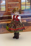 Alpine Briar Patch - dirndl ensemble with tights & boots for Little Darling Doll or 33cm BJD