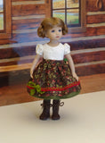 Alpine Briar Patch - dirndl ensemble with tights & boots for Little Darling Doll or 33cm BJD