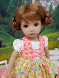 Alpine Fields - dirndl ensemble with tights & boots for Little Darling Doll or 33cm BJD