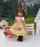 Alpine Fields - dirndl ensemble with tights & boots for Little Darling Doll or 33cm BJD